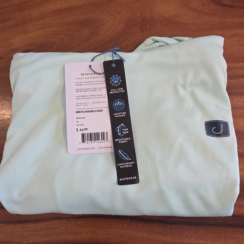 Avid Gear Performance Kinetic Hooded Avidry Seafoam Large - Fishing Shirt